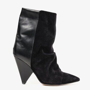 Isabel Marant Luliana Black Leather Suede Sculpture Heel Boots